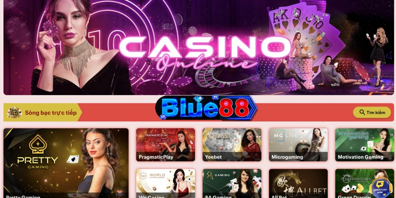 Sảnh live casino Blue88 cực kỳ xanh chín